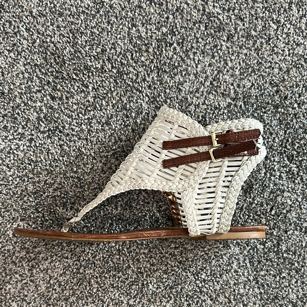 Women's Woven Sandals - Cream and Brown